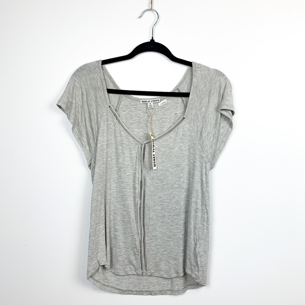 NWT Moral Fiber Grey Short Sleeve Top